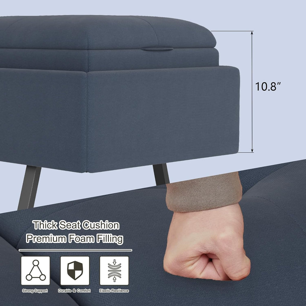 AIIT 3-Seat Waiting Room Bench - Reception Chairs with Thickened Seat & Storage Space, Waiting Room Bench Lobby Chairs for Office Entryway Living Room, Navy Blue