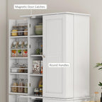 65" Kitchen Pantry Cabinet, Modern Storage Cabinet with Doors and Shelves, Freestanding Cupboard for Dining Room, White,13.8 * 23.6 * 65.4