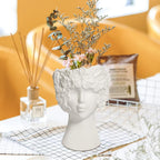 ComSaf White Ceramic Face Vase for Decor,Modern Style Female Form Flower Vase,Unique Flower Vase for Home Living Room Office Decor - Face Type B
