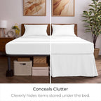 Mellanni Bed Skirt King Size - Bed Skirting - 15-Inch Tailored Drop Pleated Dust Ruffle - Hotel Luxury Bedding - Wrinkle, Fade, Stain Resistant - 1 Bedskirt (King, White)