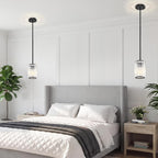 Black Pendant Light, Modern Crystal Pendant Lights Kitchen Island, Kitchen Island Lighting with Adjustable Height, UL Certified Island Lights for Kitchen Dining Room Bedroom Hallway 3 Pack
