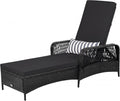 HAPPYGRILL Patio Chaise Lounge, Outdoor Rattan Wicker Recliner Chair with Thick Cushion, Lumbar Pillow, Adjustable Backrest for Garden Porch Lawn Poolside (1)