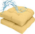Patio Outdoor Chair Cushions Set of 2 Waterproof 19.5" x 19.5" x5" Outdoor Wicker Chair Cushion with Thick PP Cotton Resistant Patio Furniture Pads for Indoor and Outdoor Wicker Chair Cushion, Khaki