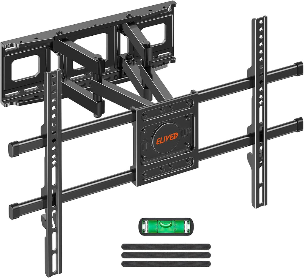 ELIVED TV Wall Mount for Most 42-82" Flat Curved TVs, Heavy Duty TV Mount with Articulating 6 Arms Hold up to 110 lbs, Full Motion Bracket Swivel, Tilt, Easy Install Fits 16" Studs, Max VESA 600x400mm