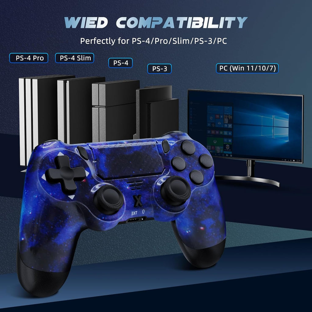 Puiseno Wireless Controller for PS-4, Dual Vibration Game Joystick/Motion Sensing/Touchpad/Speaker/3.5mm Audio Jack Headphone, Upgraded Six-Axis Sensor, Compatible with PS4/Slim/Pro Console/PC,STRAR