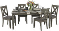 Signature Design by Ashley Caitbrook Rustic 7-Piece Dining Set – Rectangular Table with 6 X-Back Upholstered Chairs, Gray