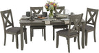 Signature Design by Ashley Caitbrook Rustic 7-Piece Dining Set – Rectangular Table with 6 X-Back Upholstered Chairs, Gray