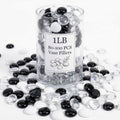 1LB Mixed Glass Beads White, Clear & Black, 0.6"-0.8" Flat Glass Marbles for Vases - Decorative Stones Vase Filler, Fish Tank Rocks, Aquarium Decor, Modern Gems for Centerpieces & DIY Crafts