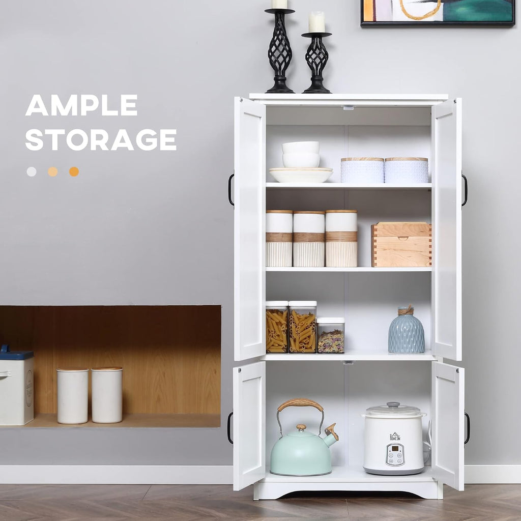 Farmhouse Kitchen Pantry, 48.5 Inch Floor Storage Cabinet, Cupboard Organizer, White