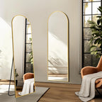 TRAHOME Arched Full Length Mirror, 56"x15" Standing Body Mirror for Wall, with Aluminum Alloy Frame for Bedroom, Living Room, Dressing Room(Gold)