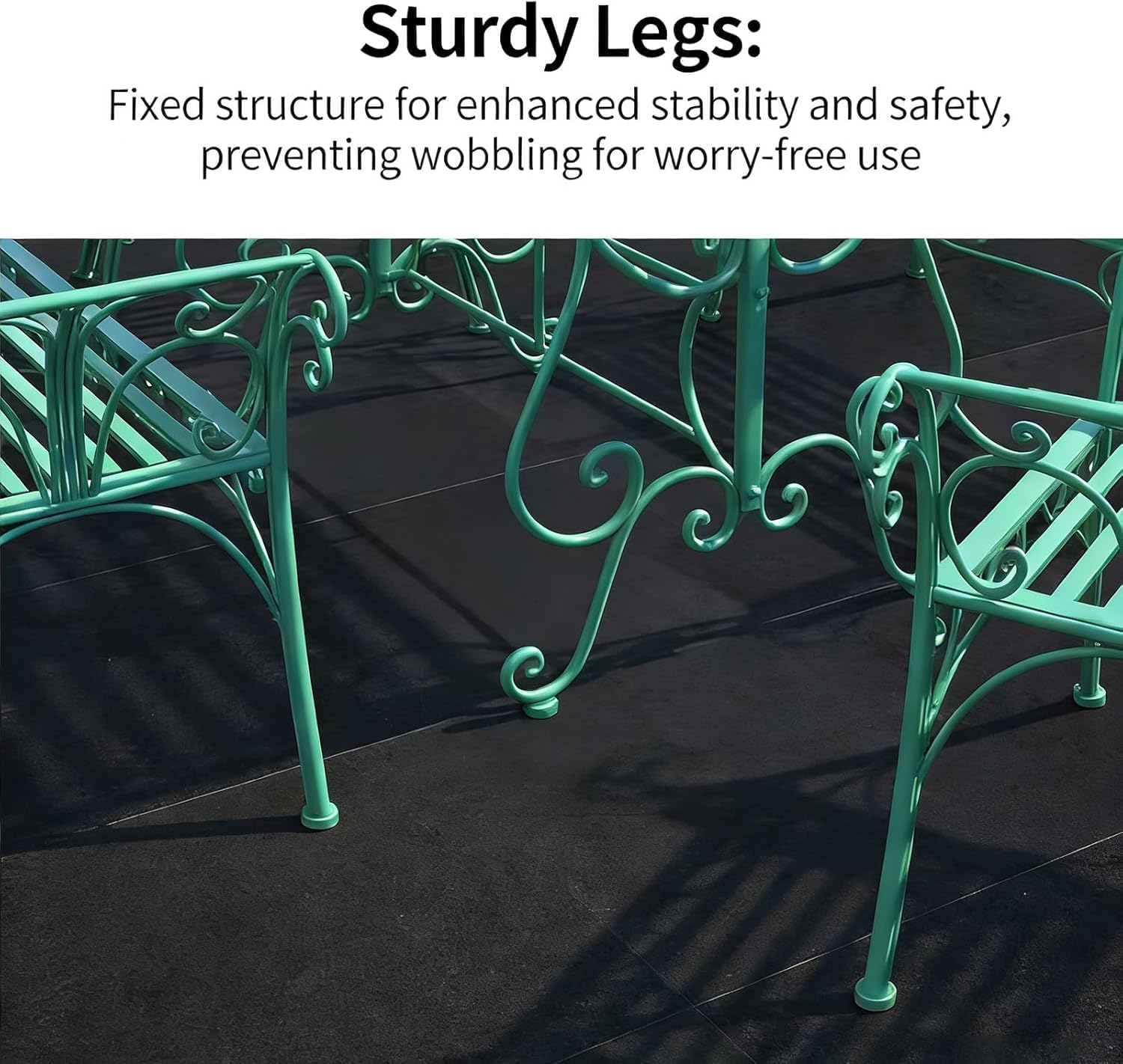 Cast Iron Garden Bench, All Weather Rustproof Patio Furniture, Multifunctional Compact Lounge Seat for Porch Balcony Bedroom Living Room