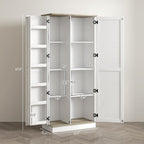 70" Tall Kitchen Pantry Cabinet, Modern Storage Cabinet with 6 Spice Racks and Adjustable Shelves, Freestanding Cupboard for Living Room, Dining Room, Cream White,15.7 * 31.5 * 69.8