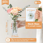 ComSaf Glass Bud Vases Set of 12, Small Diamond Bud Vases in Bulk, Mini Flowers Vases for Centerpieces, Vintage Bottle for Table Decorations, Wedding Decor, Recepetion, Home, (Clear)