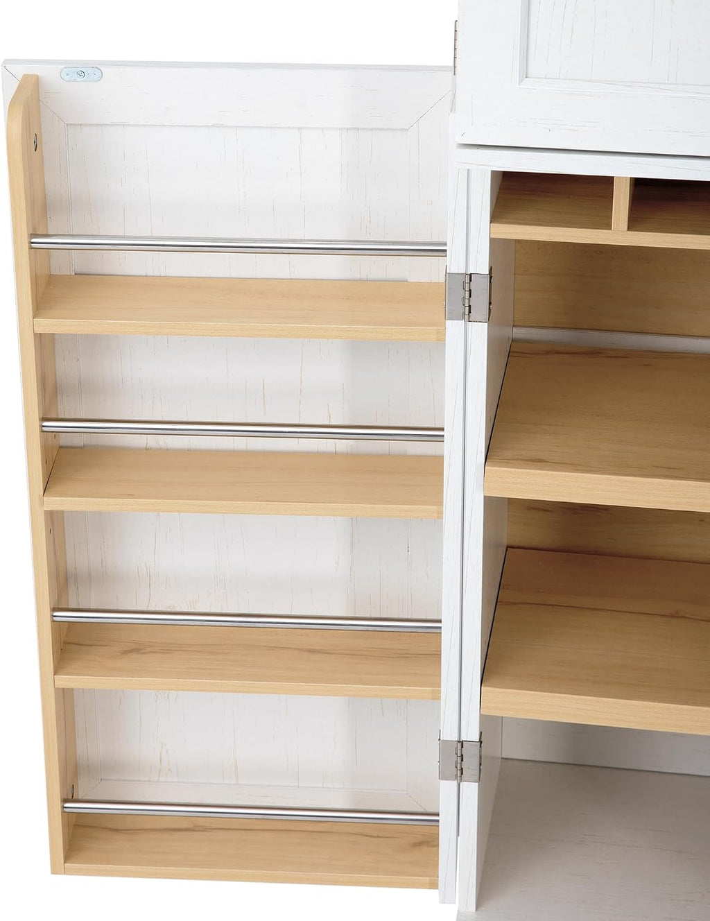 78.2" Tall Farmhouse Kitchen Pantry Cabinet with 8 Door Shelves,Storage Cupboard with 4 Adjustable Shelves,Hidden Drawer,Wine Rack,for Dining & Bathroom (White-G)