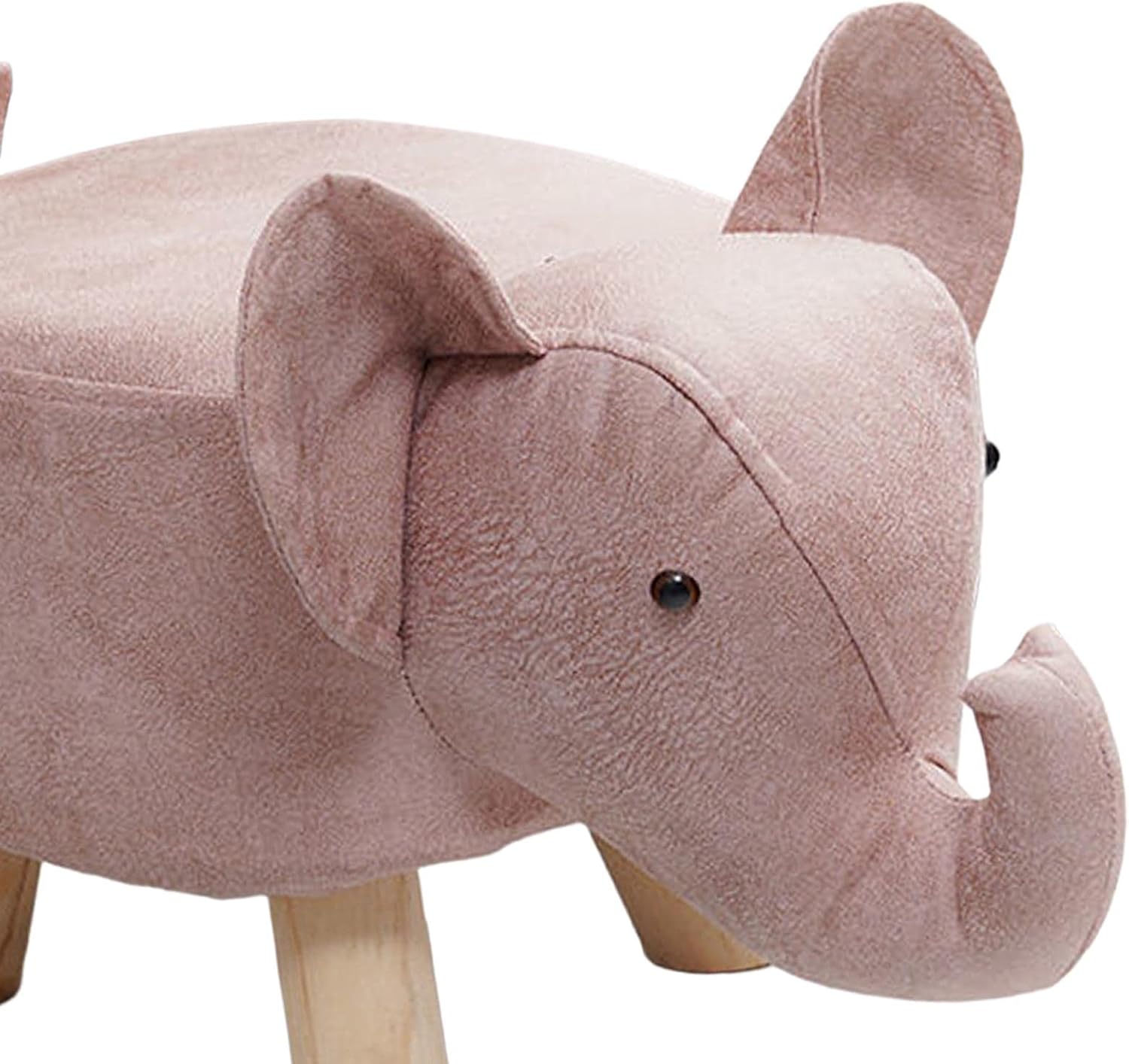 Animal Footstool Elephant Bench Portable Shoe Changing Cute Storage Wooden Ottoman Stool Sofa Tea Stool for Decoration Bedroom Living, Pink