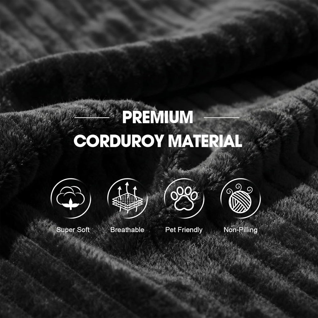 94.5" L-Shaped Cloud Sectional Couch for Living Room, Modern Minimalist Upholstered Boneless Sofa,Corduroy Fabric Modular Sectional Sofa with Chaise, No Assembly Required (Black, Right)