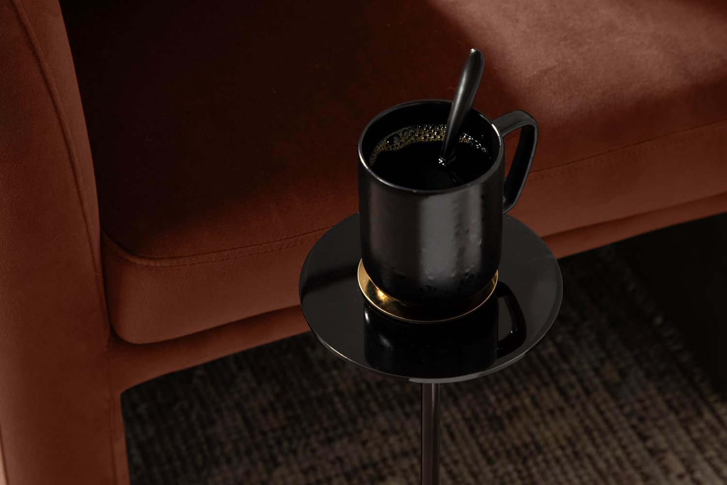 Kate and Laurel Hersi Decorative Modern Pedestal Drink Table, 7 x 7 x 20, Dark Brown, Cast Aluminum Mini Table with Teardrop Base for Use as Small Plant Stand or Living Room Martini Table