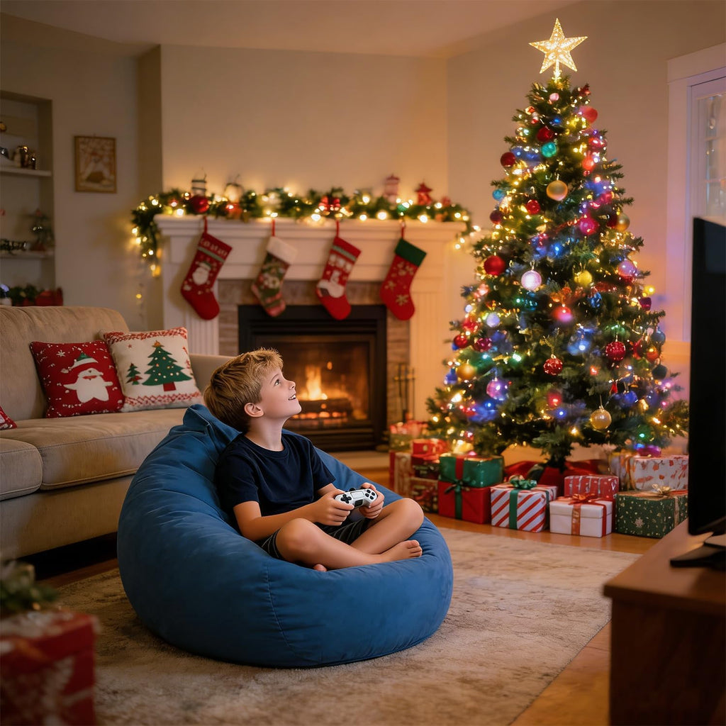 LPMOERA Bean Bag Chair Memory Foam Bean Bag Chairs for Kids/Teens with Filling Round Kids Bean Bag Chair for Living Room Bedroom College Dorm Reading Chair