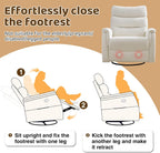 Oversized Swivel Rocker Recliner, 26'' Extra Wide Rocking Recliner Nursery Chair, Manual Swivel Recliner for Nursery, Reclining Rocking for Living Room, Cream White