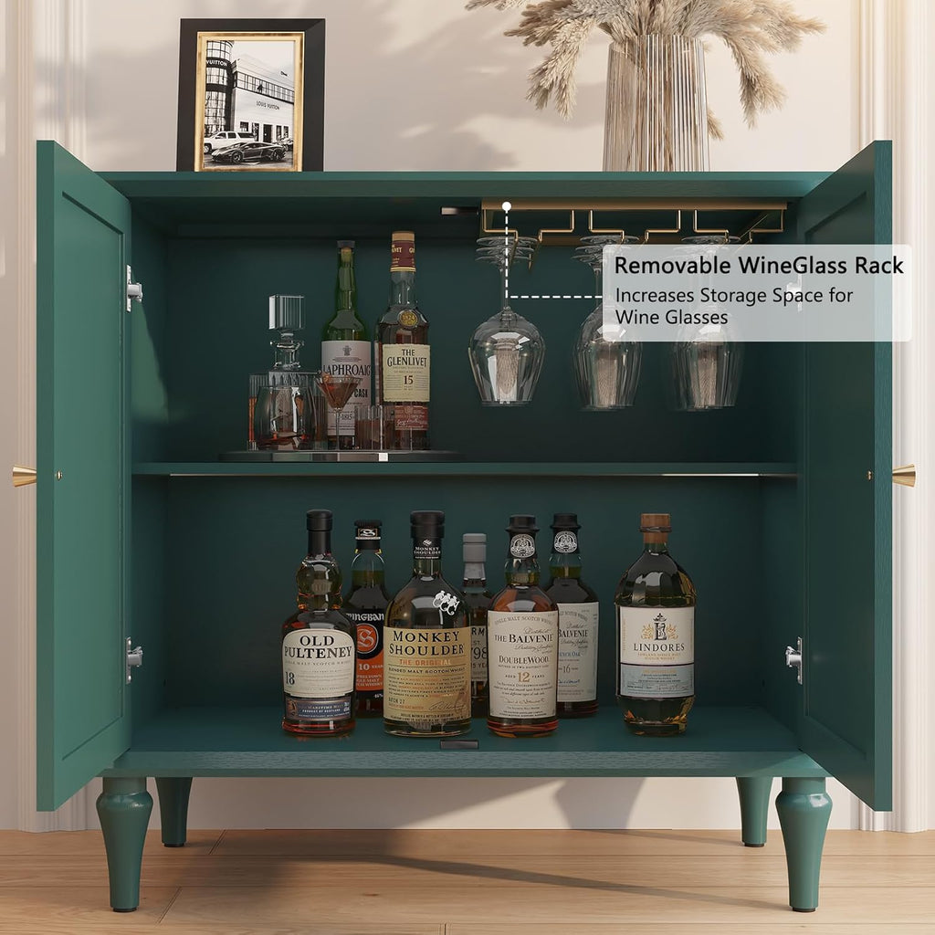 ARTPOWER Green Sideboard Buffet Cabinet with Storage, Mid-Century Modern Storage Cabinet with 2 Doors and Adjustable Shelves, Accent Style Sideboard for Entryway, Dining Room, Living Room