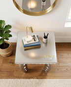 Handcrafted Aluminum Aviator Side Table- Square End Table with Retro Vintage Aircraft Style Coffee Table with Rivets and Cutout Legs Perfect for Living Room, Bedroom and Office Cafe and Rastaurants