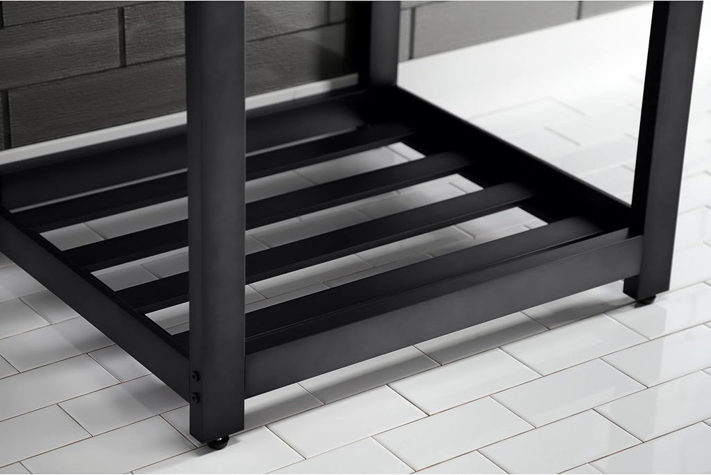 Kingston Brass VWP2522A0 Quadras 25-Inch Ceramic Console Sink (1-Hole), White/Matte Black