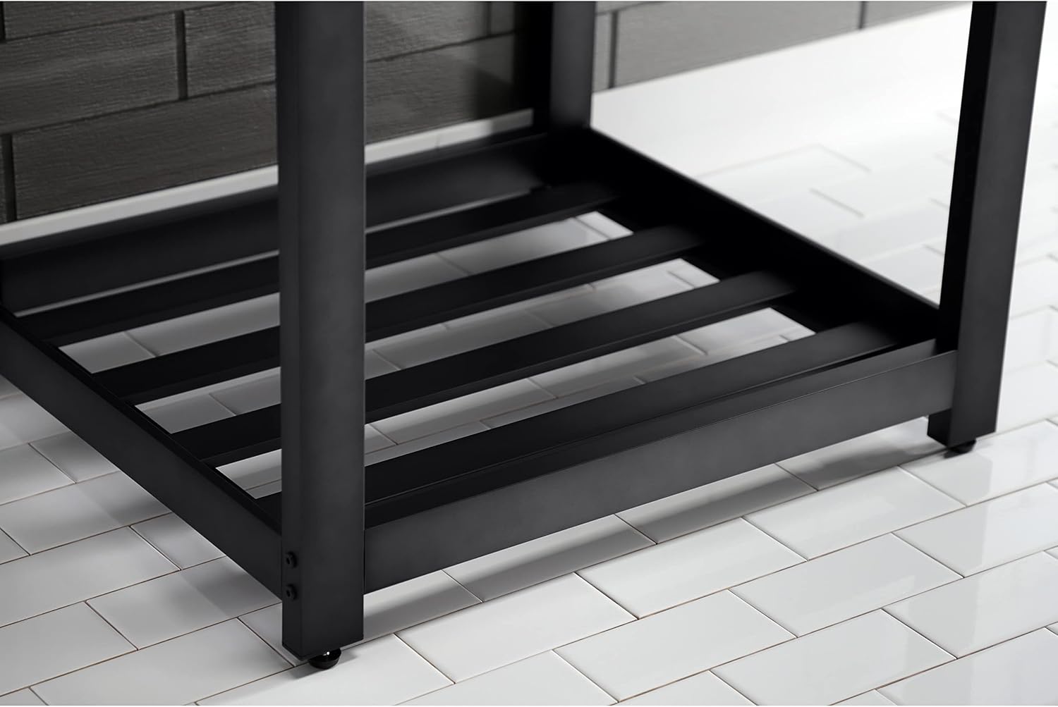 Kingston Brass VWP2522A0 Quadras 25-Inch Ceramic Console Sink (1-Hole), White/Matte Black