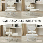 360° Swivel Meditation Chair Plus, Teddy Upholstered Cross Legged Chair with Flexible Design, ADHD Desk & Yoga - Wide Criss Cross Desk Chair for Fidgety Sitters (Ivory + Teddy)