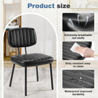 DUMOS Dining Chairs Set of 2, Upholstered Mid-Century PU Leather Accent Chair with Backrest and Metal Legs for Kitchen, Dining Room, Living Room, Black