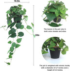 alyptus Fake Pothos Hanging Plants – 33" Set of 2 Faux Ivy Vines with Pots Realistic Silk Devil’s Ivy for Indoor Décor Low Maintenance Artificial House Plants for Home Bathroom or Office - Green