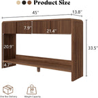 AMERLIFE 45" Fluted Console Table with 2 Drawers and Open Shelf, Modern Entryway Table with Rounded Edges, Wood Sofa Table for Hallway, Foyer, Behind Couch, Living Room, Brown