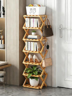 The 9-Tier No-Assembly Bamboo Rack, New Upgrade 9 Tier Bamboo Shoe Rack, Space-Saving Tall Narrow Accordion Shoe Rack for Entryway Closet Dorm (Brown-9)