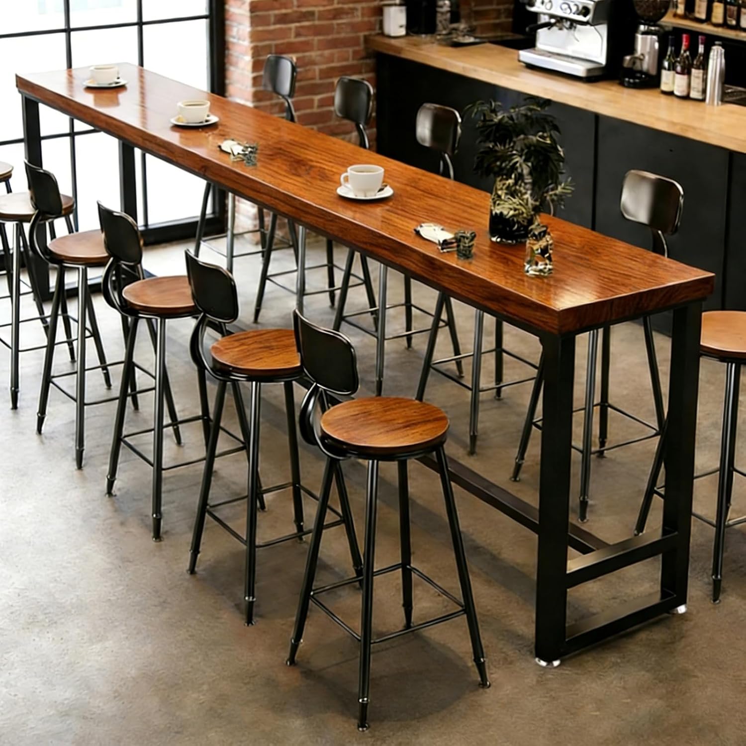Bar Height Table Long Bar Table Solid Wood Farmhouse Bar Table Industrial Long Bar Height Table for Kitchen Coffee Shop, No Stool(71" L x 15.7" W x 41.3" H)
