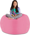 Posh Stuffable Kids Stuffed Animal Storage Bean Bag Chair Cover - Childrens Toy Organizer, X-Large 48" - Solid Pink