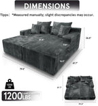Sytopia Loveseat Chaise Lounge with Armrests, Oversized Sofa Bed with 4 Pillows, Cozy Boneless Sleeper, Modular Sectional Couch for Living Room Bedroom, Floor Chair Furniture sala Corduroy