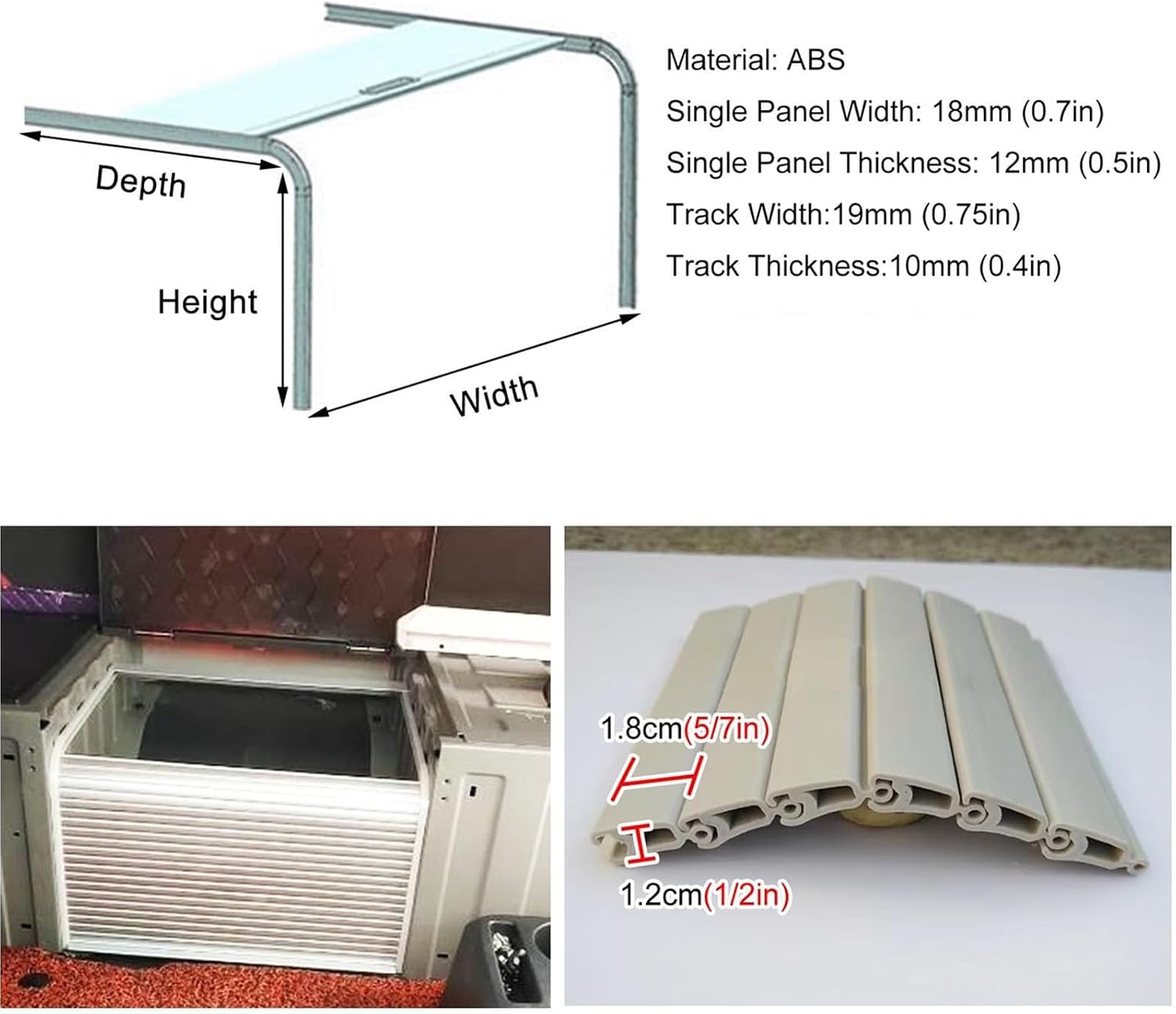 Tambour Sliding Door Cabinet Kitchen Cabinet Doors Retractable Flexible Pull-Down Space Saving with Track for Spice Sauce Pet Supplies(80x90 cm)