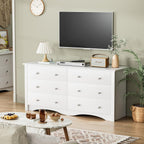 YESHOMY Dresser for Bedroom with 6 Drawer, 47.2" TV Stand, Organizer Drawers for Bedroom, Living, Hallway (Light White)