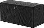 Takywep 73 Gallon Rattan Resin Outdoor Storage Deck Box, Waterproof UV Resistant Patio Storage Bench with Lockable Lid, 480 LBS Weight Capacity for Cushions Garden Tools Pool Supplies