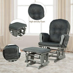 Nursery Rocking Chairs Nursery Glider Rocking Chair Wood Baby Rocker with Ottoman Cushion Upholstered Nursing Chair with Padded Arms (Gray)