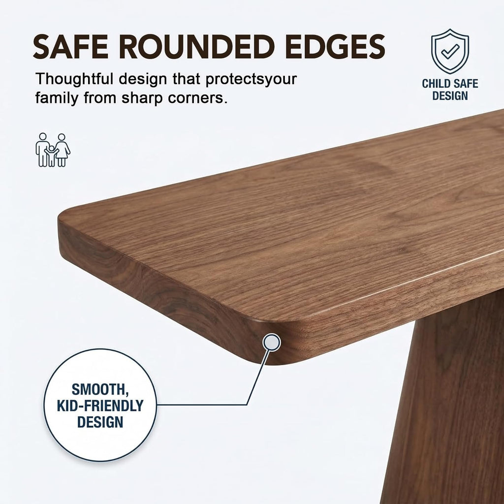 31.5" Compact Console Table with Sculptural Pedestal, 9.8" Narrow Solid Wood Entryway Table for Small Spaces, Modern Minimalist Accent Piece for Hallway, Foyer, Corner & Behind Sofa, Walnut