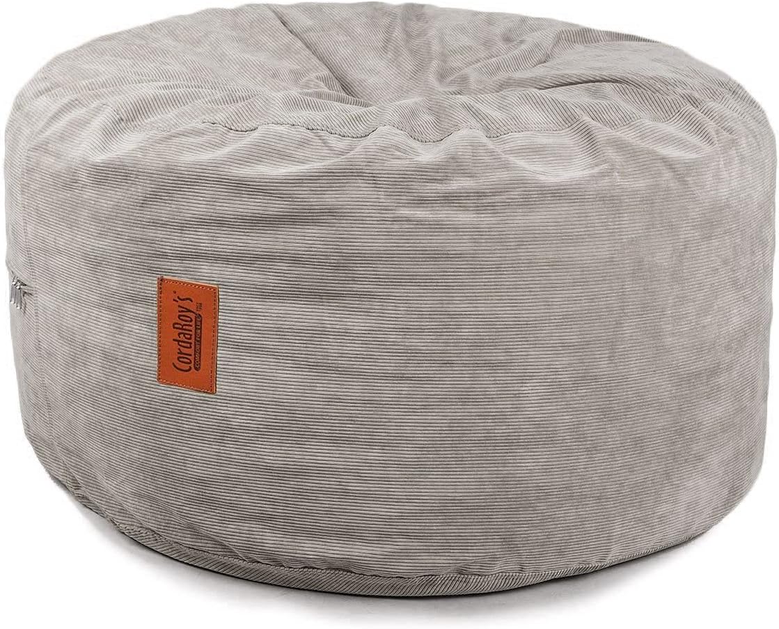 CordaRoy's Corduroy Bean Bag Pouf Footstool, Grey