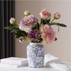 Light Blue White vase Flower Ceramic Porcelain Vintage Chinoiserie Floral French 8" H
