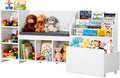 VEVOR Kids Reading Nook, Wooden Storage Bench with Backrest, Kids Bookshelf & Toy Organizer, Large Toy Box Chest for Playroom, Living Room or Entryway, Easy Assembly, 66.9 x 15.8 x 31.5 in, White