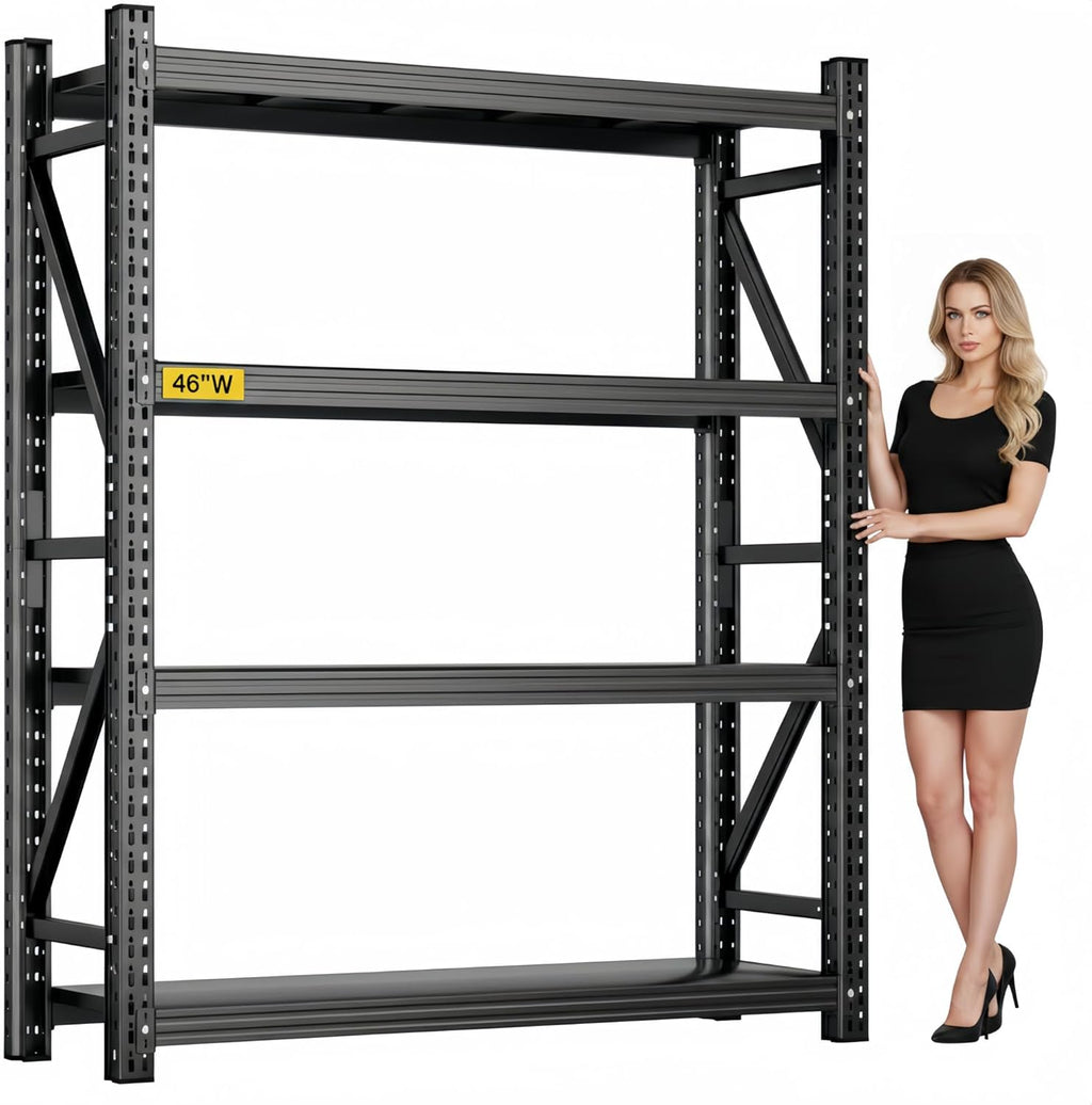 Heavy Duty Garage Shelving, 46" W x 20" D x 71" H, 3500 LBS Capacity, 4-Tier Adjustable Metal Storage Shelves, Reinforced Steel Storage Rack for Garage, Basement, Utility Room