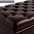 Chifee & Vingol 50" PU Ottoman with Storage Oversized End of Bed Storage Bench Upholstered Benches for Entryway, Living Room, Bedroom-Dark Brown