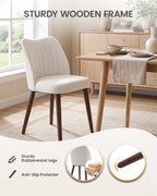 Upholstered Dining Chairs Set of 4, Farmhouse Fabric Kitchen Chairs with Solid Wood Legs, Modern Dining Room Chairs for Restaurant & Cafe, Beige