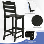 Tangkula Patio HDPE Barstool, Outdoor High Top Bar Chair w/Backrest & Footrest, All-Weather Wood-Plastic Bar Height Chair for Poolside, Backyard, Porch (4, Black)
