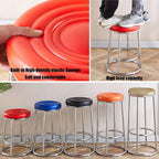 Stainless Steel Round Bar Stool, Backless Counter Stools, Office Three-Ring High Chair, for Pub Coffee Home Dinning Kitchen Island(Khaki,63cm)