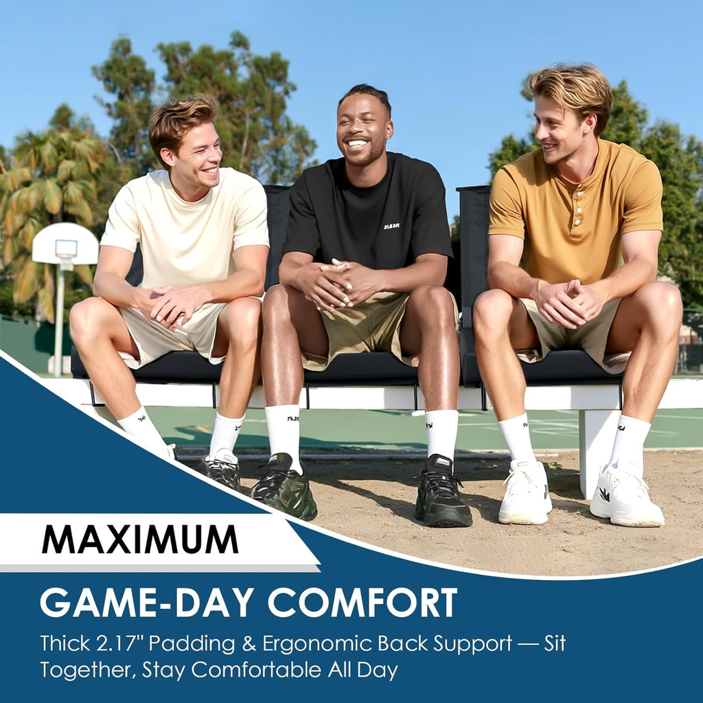 Stadium Seats with Back Support,Bleacher Chairs with Cushion, Portable Folding Stadium Chair with Removable Cushion and Large Pocket for School Events Sports Game(Black)