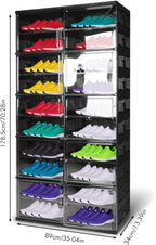 10 Tiers 40 Pairs Collapsible Shoe Rack Organizer with Doors Foldable Shoe Rack Organizer Cabinet for Closet Entryway Living Room